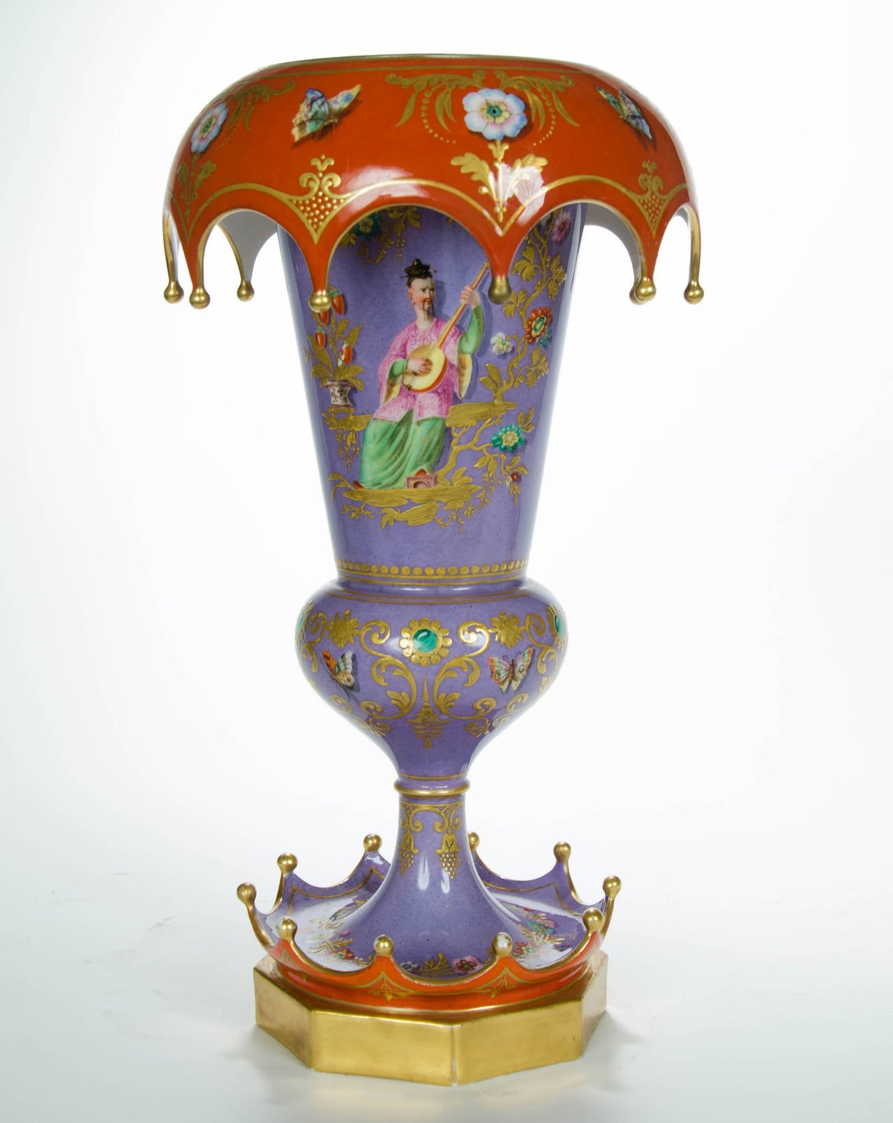 Porcelain Rare Pair of Chinoiserie Vases, French, circa 1840 For Sale