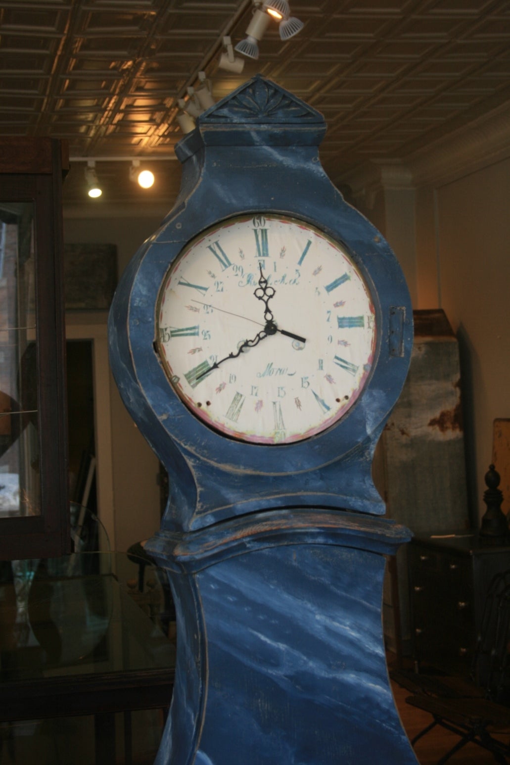 Swedish Gustavian Blue Mora Clock, 1810 For Sale 1