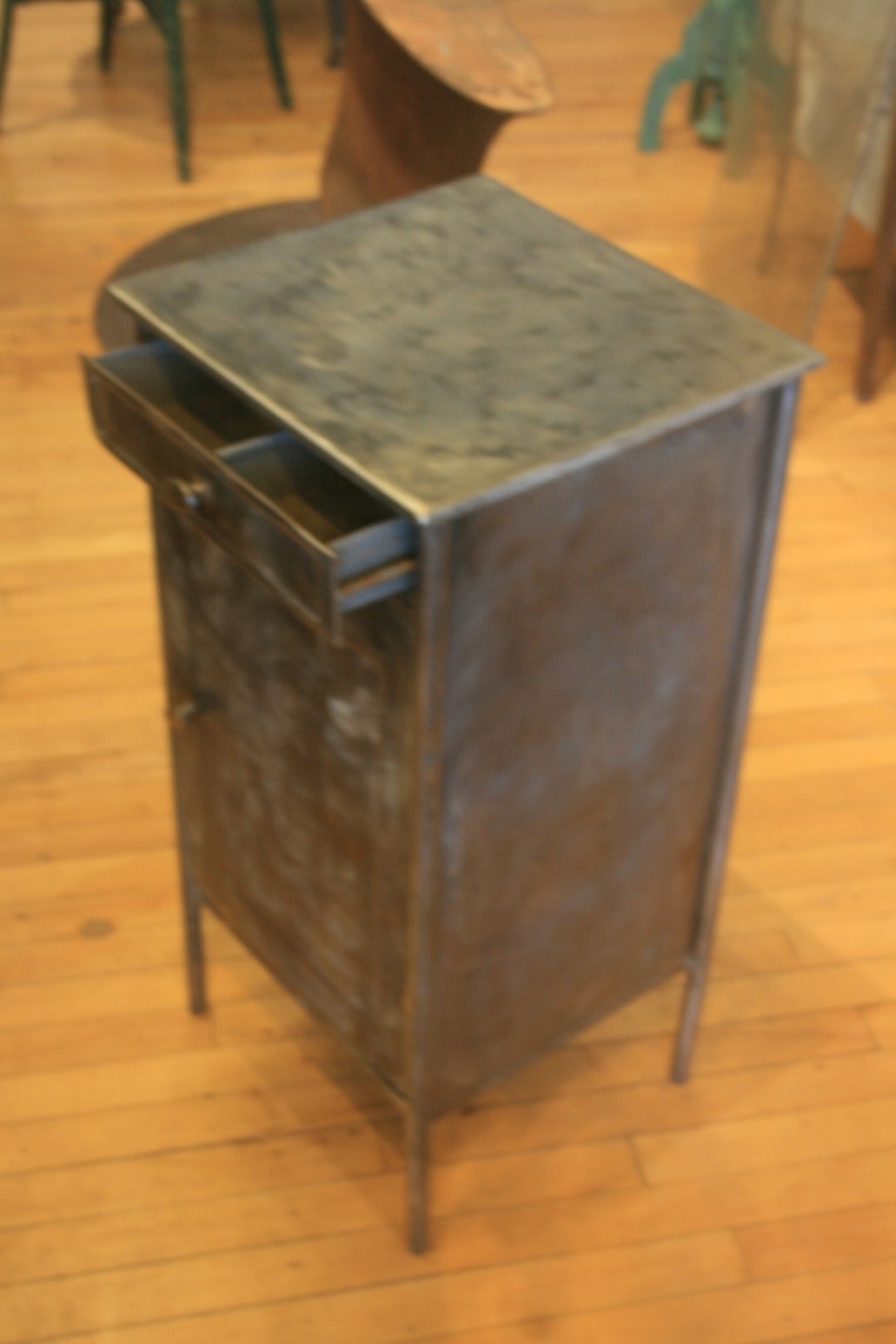 1930s Steel Nightstand Cabinet In Excellent Condition In North Beninngton, VT