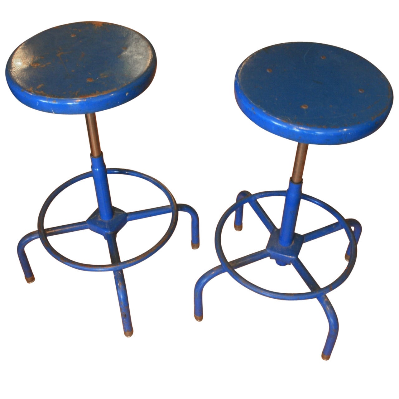 Great Pair of Blue Industrial Stools