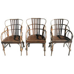 Antique Early Adirondack Twig Chair and Table Set