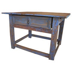 Antique 19th Century Swedish Gustavian Blue Tavern Table