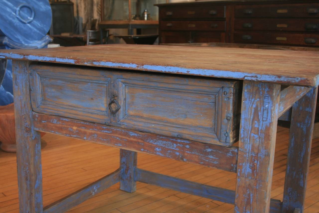 19th Century Swedish Gustavian Blue Tavern Table