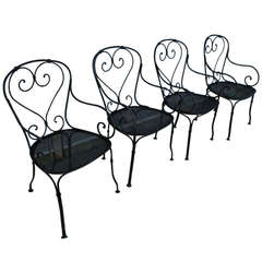 Antique Four Early French Garden Chairs