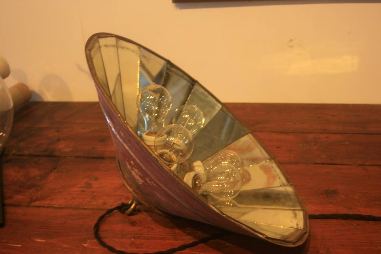 Early Large Mirrored Hanging Lamp In Excellent Condition In North Beninngton, VT