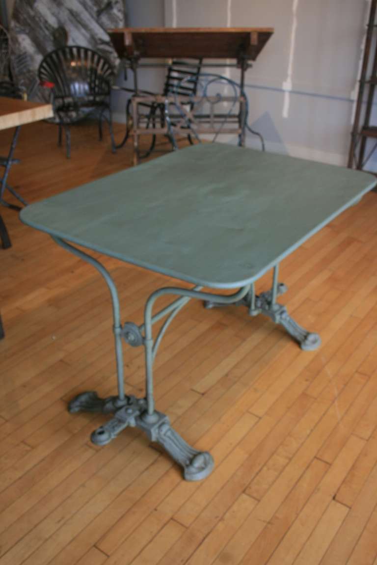 19th Century French Art Nouveau Steel Garden Table In Good Condition For Sale In North Beninngton, VT