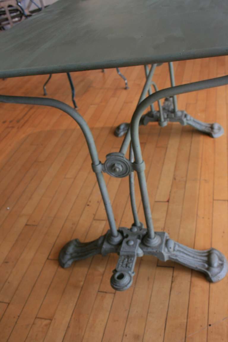 Iron 19th Century French Art Nouveau Steel Garden Table For Sale
