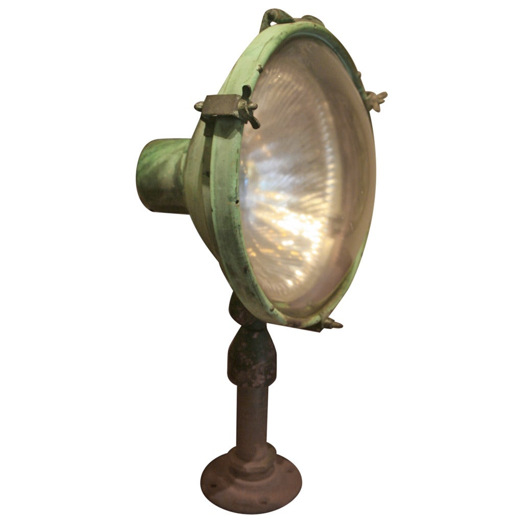 Beautiful and Early Industrial Mercury Glass Floodlight