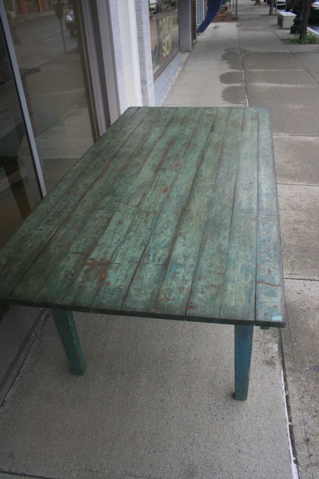 Early 20th Century Blue Painted Dining Table 2