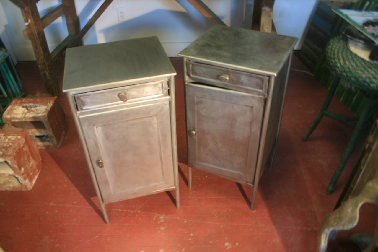 Pair of Steel or Nightstands at 1stdibs