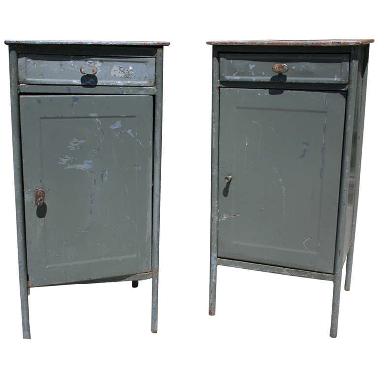 French Industrial Nightstand at 1stdibs