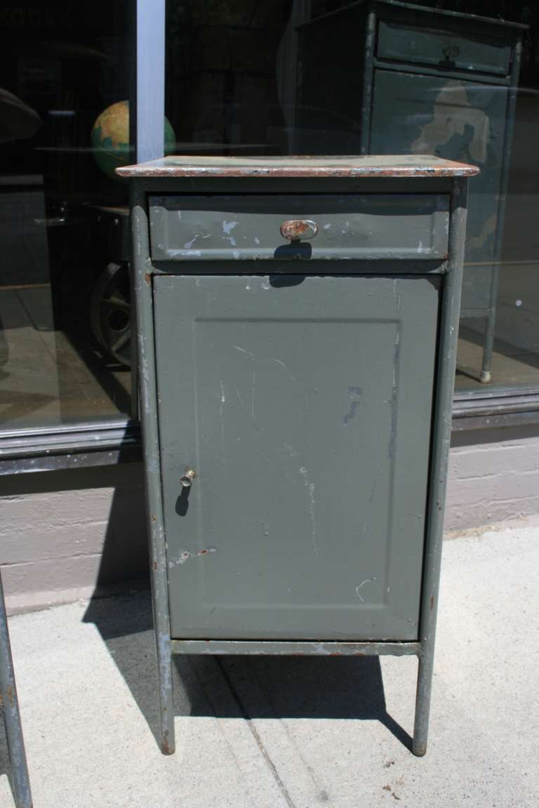 French Industrial Nightstand Cabinets In Good Condition In North Beninngton, VT