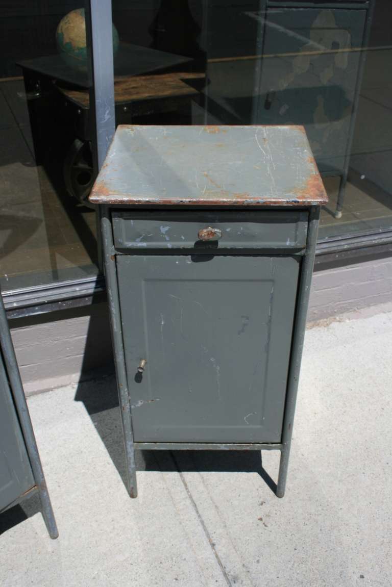 Mid-20th Century French Industrial Nightstand Cabinets