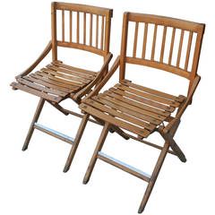 Vintage Pair of Italian Deck Chairs