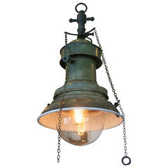 Rare Pre-Electric Industrial Pendant Light Antique Rare Pre-Electric Industrial Pendant Light