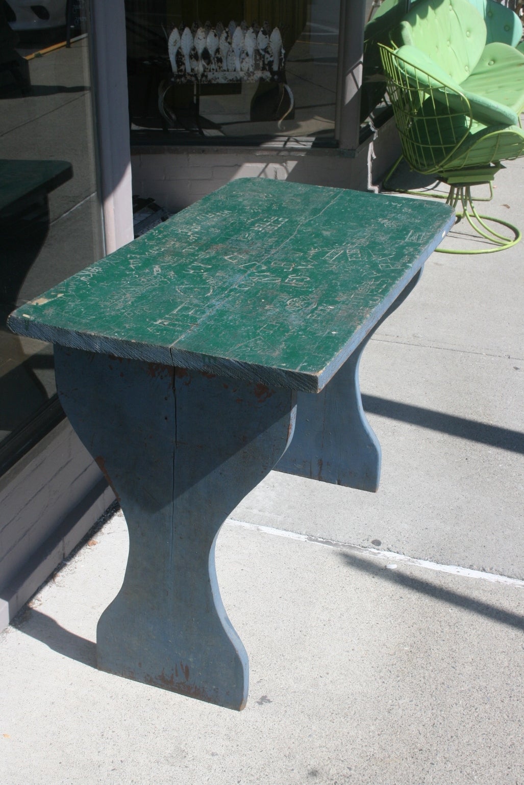 Mid-20th Century 1940s Graffiti Carved Restaurant Table For Sale