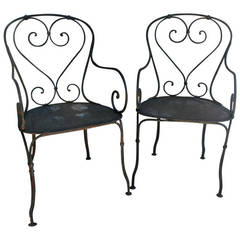 Antique Early 20th Century Pair of French Garden Chairs