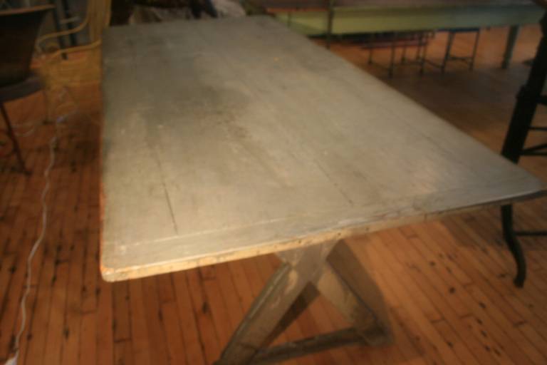 Painted American Sawbuck Table Industrial Silver 3