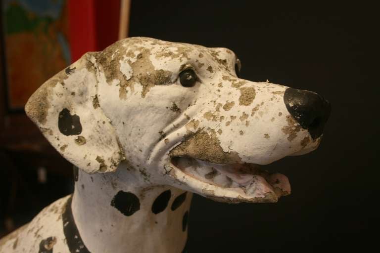 Folk Art Painted Concrete Dog at 1stdibs