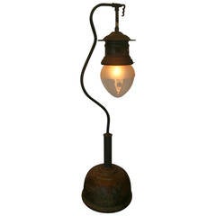 Antique Late 19th Century Gas Industrial Table Lamp, Rewired
