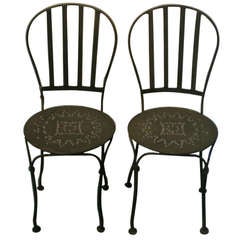 Antique Beautiful Pair French Garden Chairs