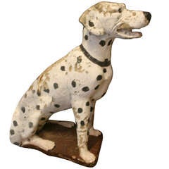 Folk Art Painted Concrete Dog