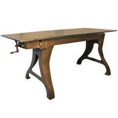 Great Industrial Glass Top Table