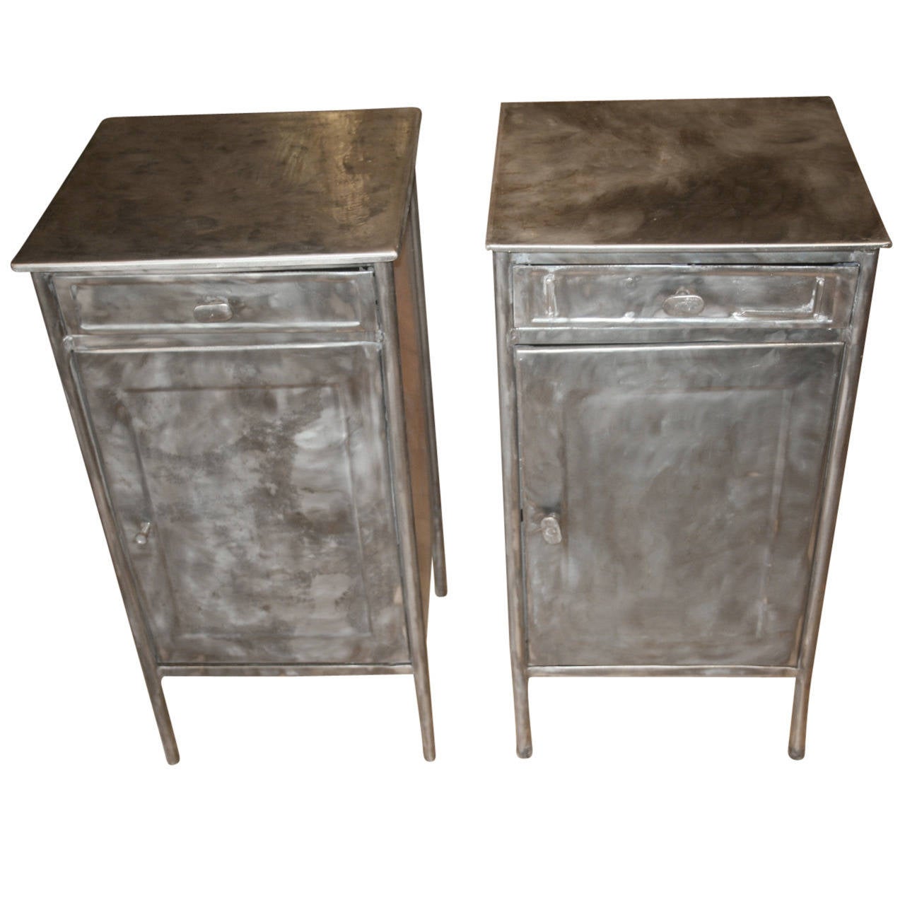 Great Pair of Industrial Steel Nightstands at 1stdibs