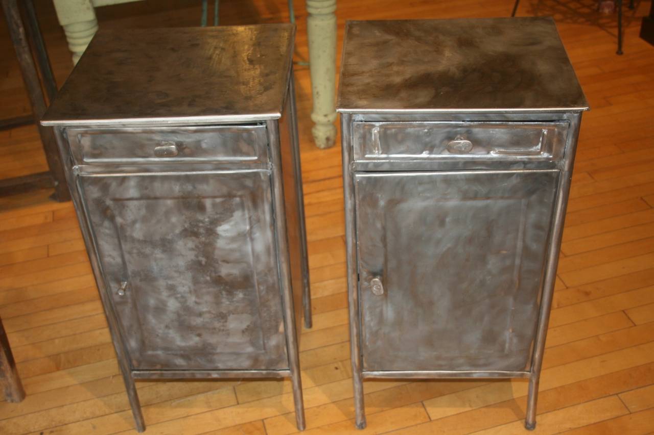 Great Pair of Industrial Steel Nightstands at 1stdibs
