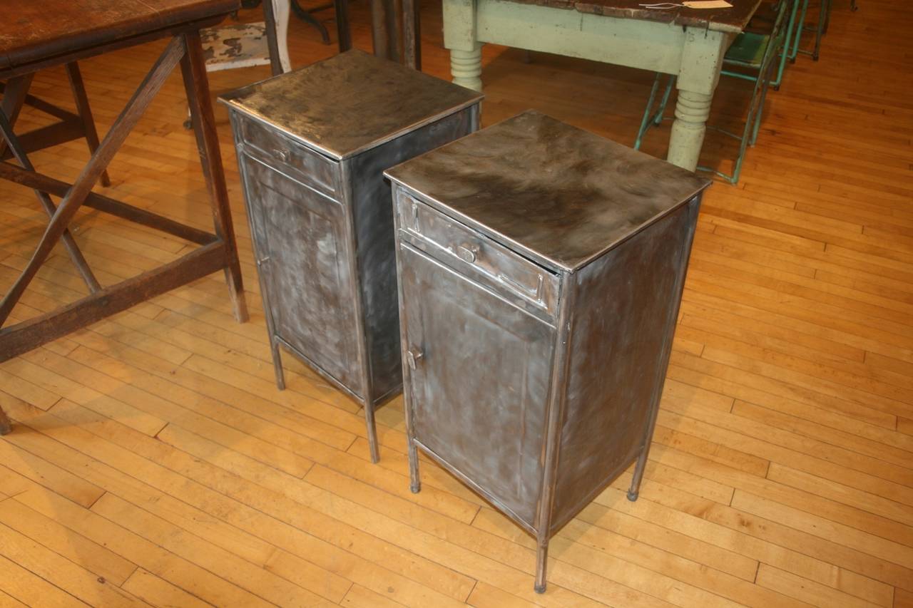 Great Pair of Industrial Steel Nightstands at 1stdibs