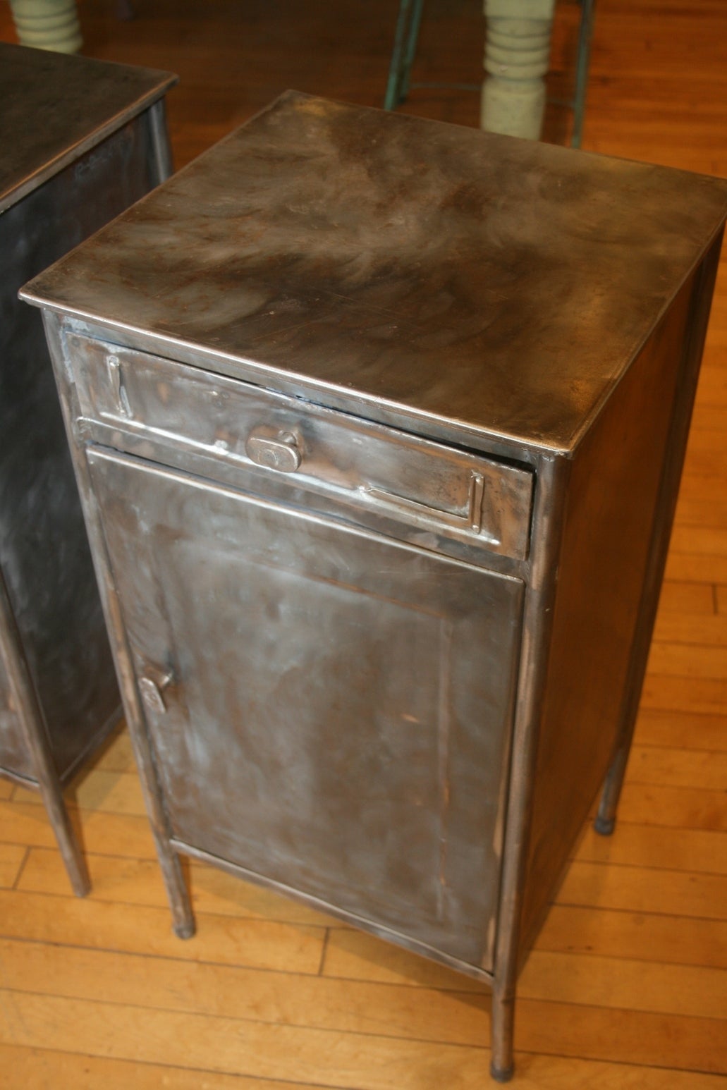 Great Pair of Industrial Steel Nightstands at 1stdibs