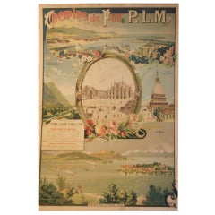 Antique 19thc. French Railroad Travel Poster