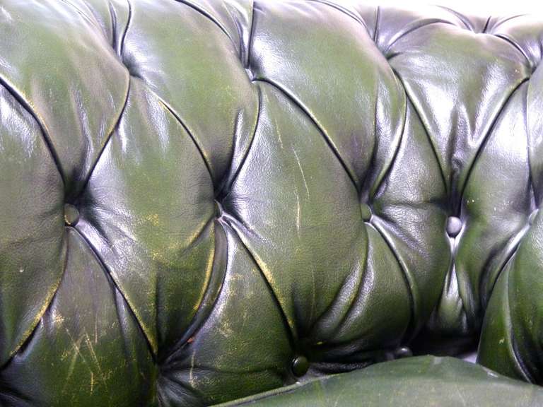 20th Century Outstanding Four Seater Vintage Green Chesterfield, Circa 1900 For Sale