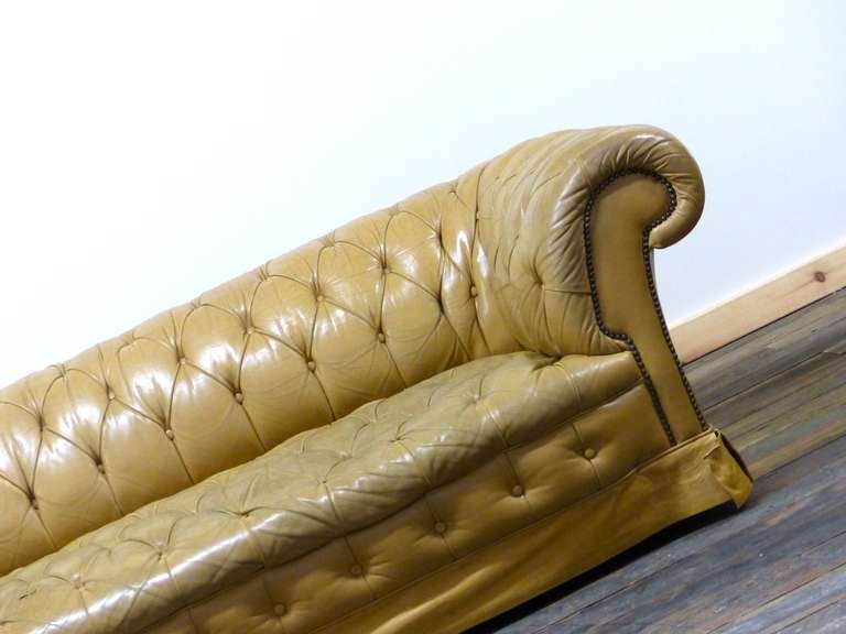 19th Century Rare Fully Buttoned Vintage Tan Chesterfield Sofa, circa 1870 For Sale