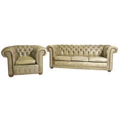 Rustic Retro Chesterfield Sofa and Matching Chair