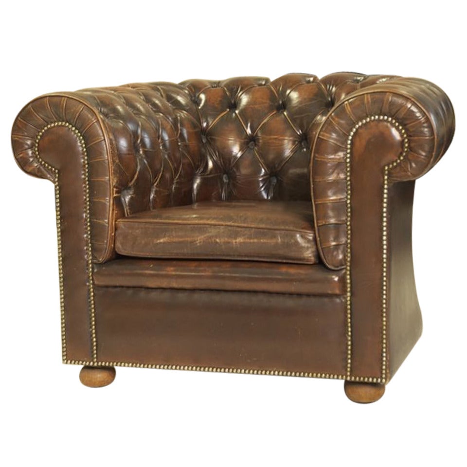 Mid-Century Hand-Dyed Gentleman's Club Chair For Sale