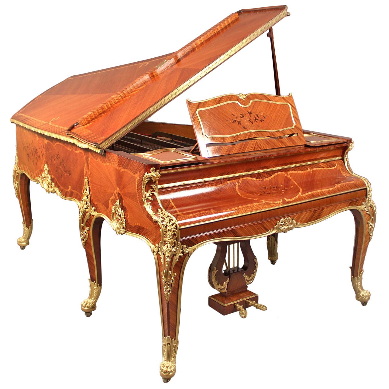 Gilt Bronze-Mounted Marquetry Six-Leg Grand Erard Piano by François Linke