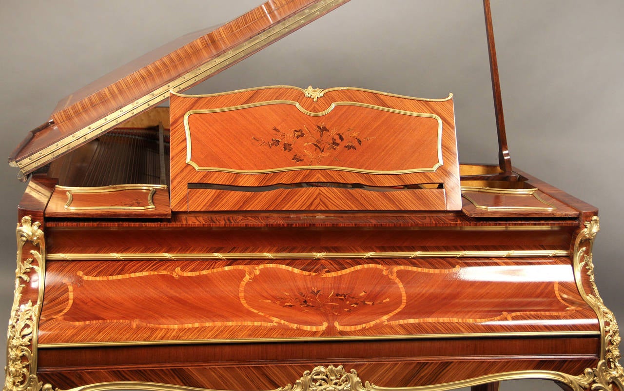 Early 20th Century Gilt Bronze-Mounted Marquetry Six-Leg Grand Erard Piano by François Linke