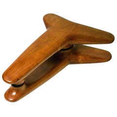 poignée de porte en bois sculpté à la main des années 1950