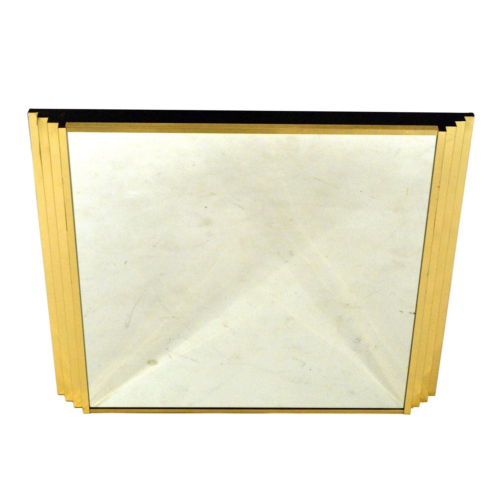 Sculptural Mid-Century Italian Brass Mirror with Relief Edges