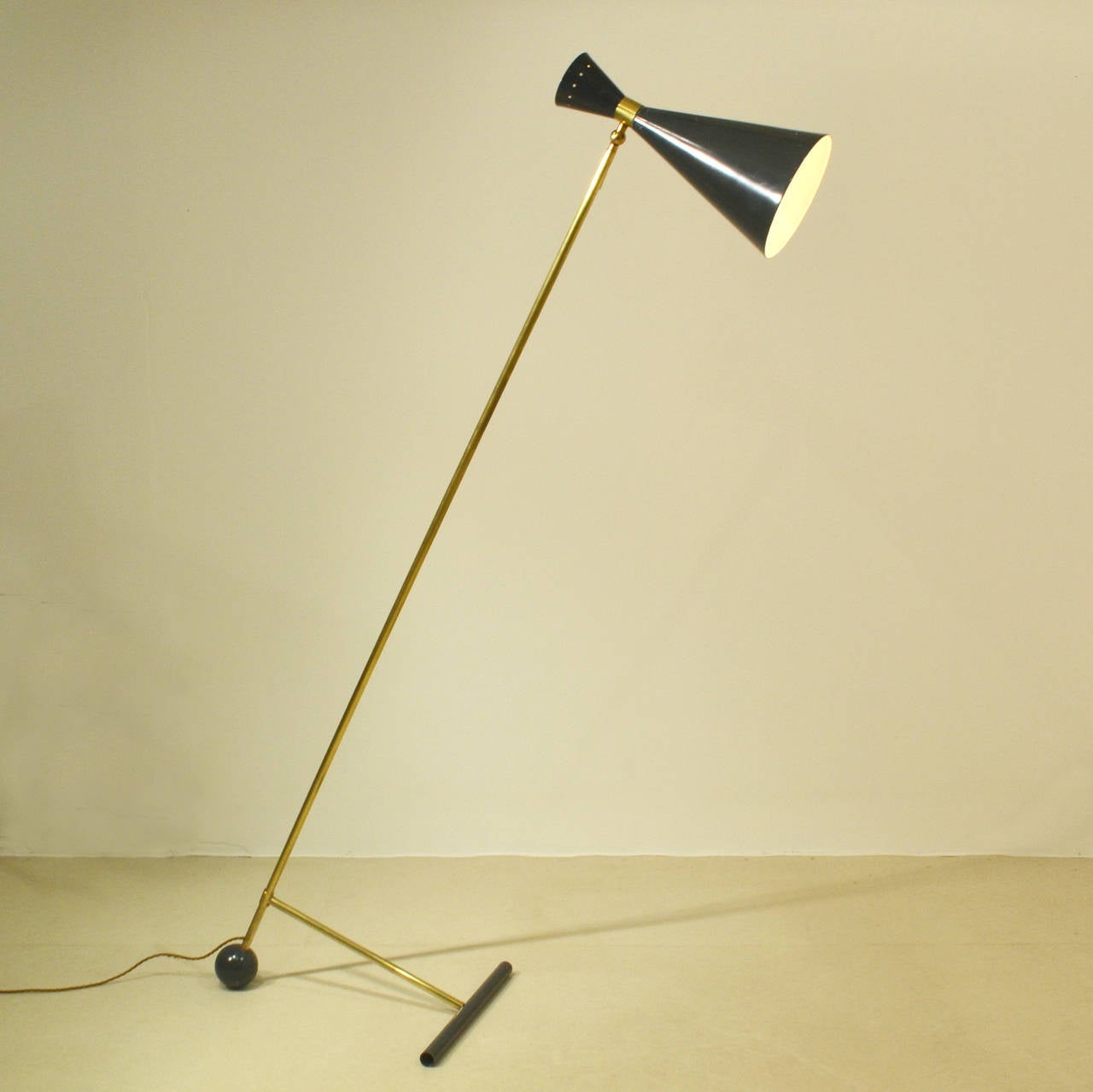 Mid-Century Modern Pair of Italian 1950s Counter Balance Floor Lamps