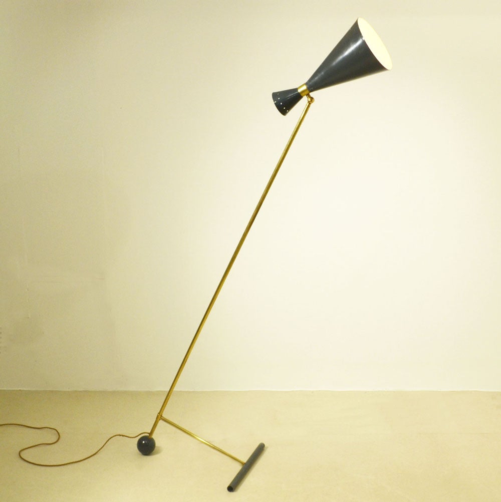 Mid-20th Century Pair of Italian 1950s Counter Balance Floor Lamps