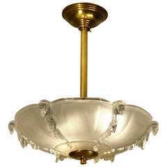 Art Deco French Moulded Glass Pendant Lamp 11