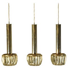 Set of Three Crystal Pendant Lamps