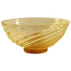 Large Murano Gold Flecks Glass Bowl by Archimede Seguso
