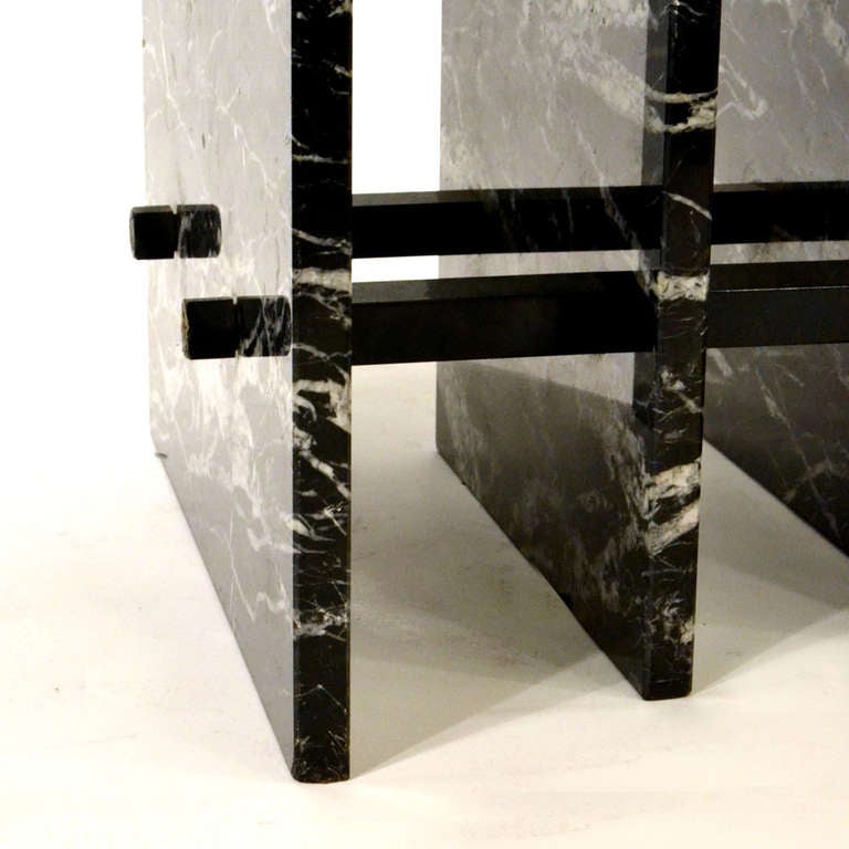 1960's Italian Black Sliced Marble Square Coffee Table 2