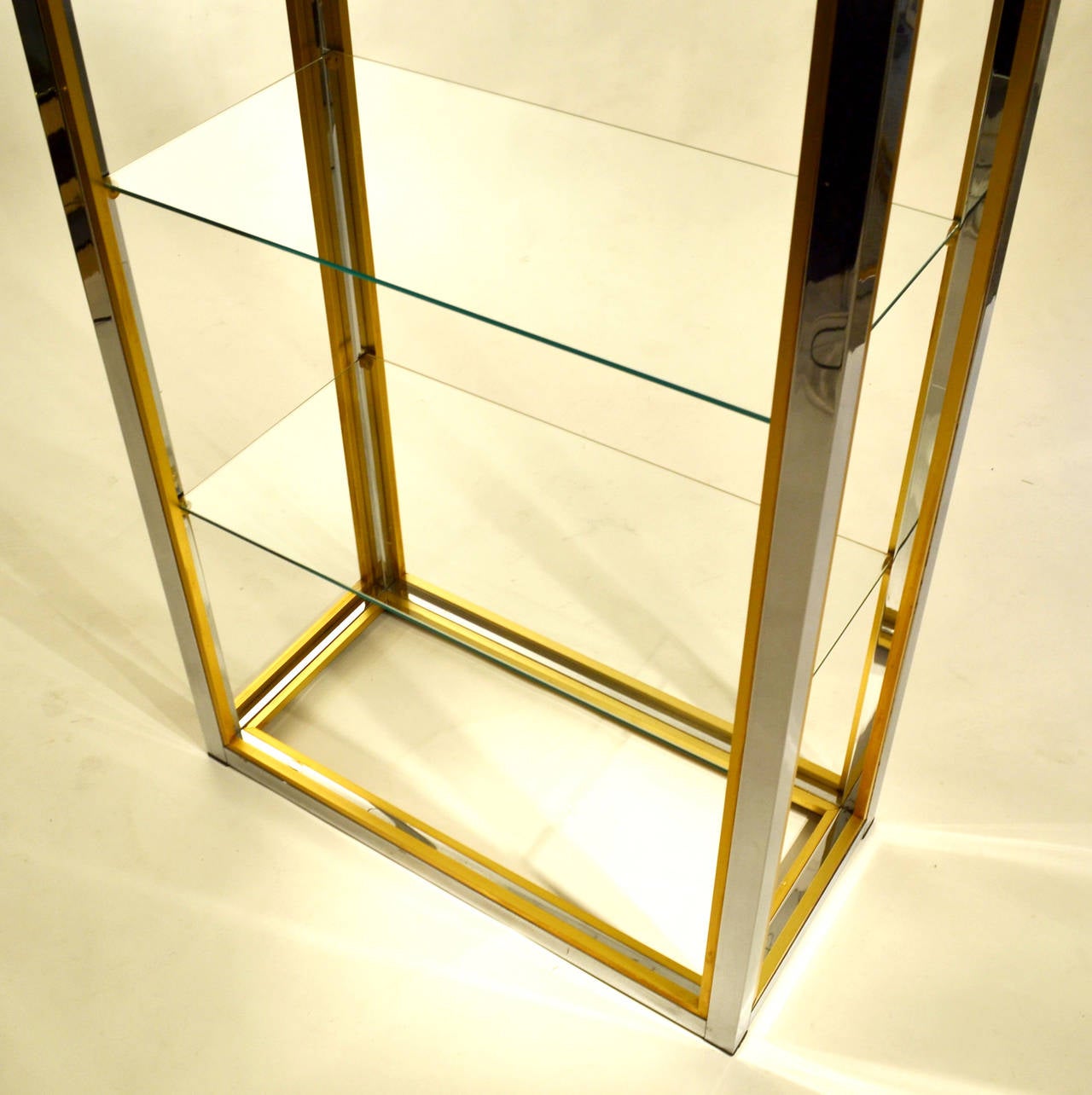 Pair of Brass and Chrome Display Units in the Manner of Romeo Rega 2