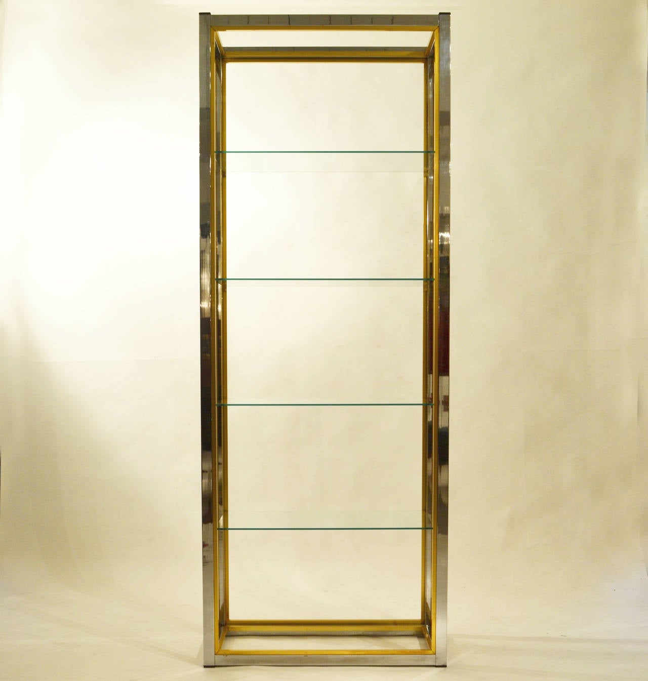 European Pair of Brass and Chrome Display Units in the Manner of Romeo Rega