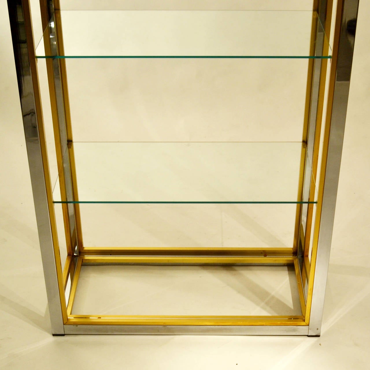 Late 20th Century Pair of Brass and Chrome Display Units in the Manner of Romeo Rega