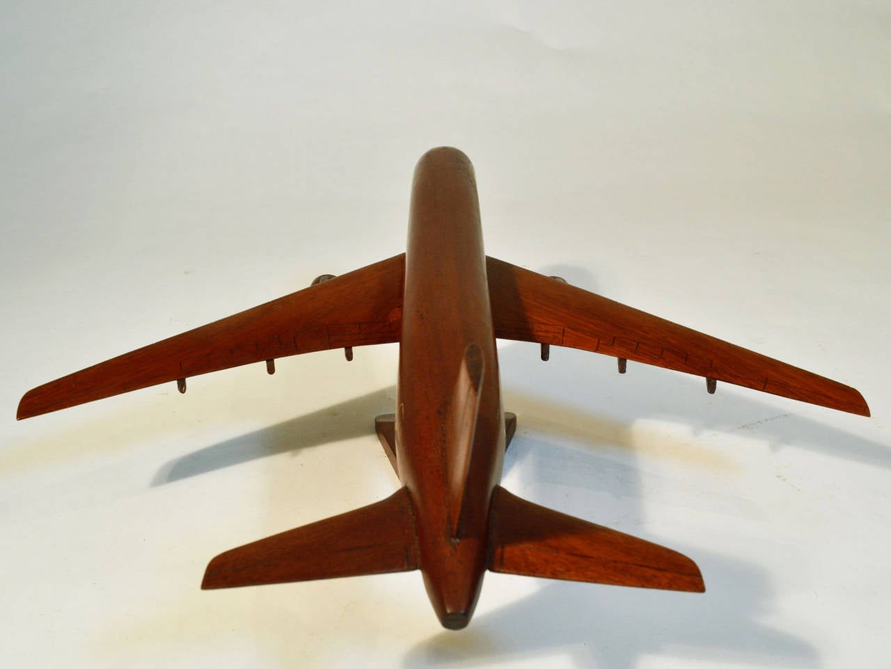 Mid-Century Modern Italian Model of a Jumbo Jet Plane in Mahogany Wood